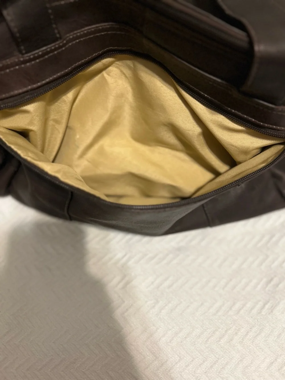 Piel Leather Travel Duffel Bag with Side Pockets Dark Brown Chocolate 19x11x10